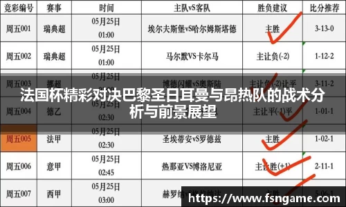 法国杯精彩对决巴黎圣日耳曼与昂热队的战术分析与前景展望